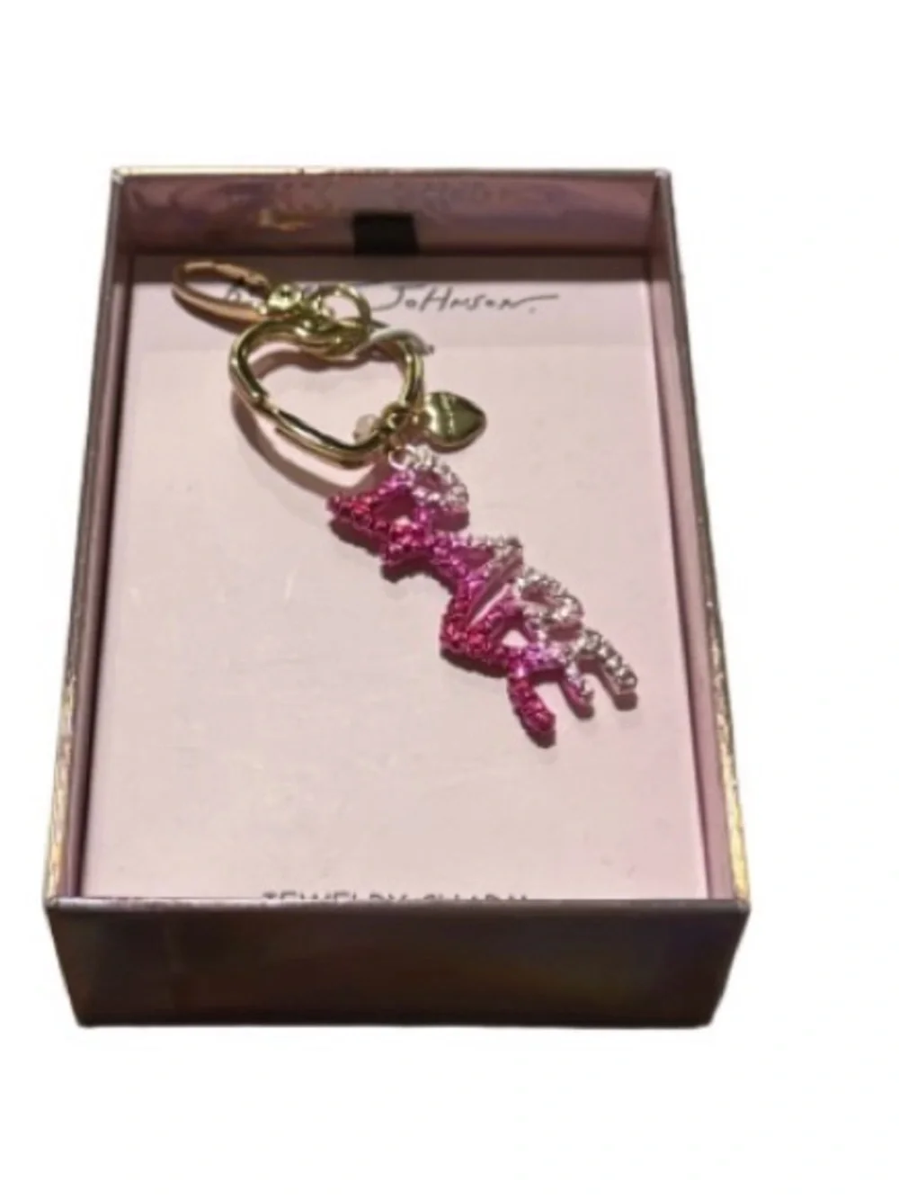 Betsey Johnson Pink Crystal Rabbit Key & Card Holder Charm